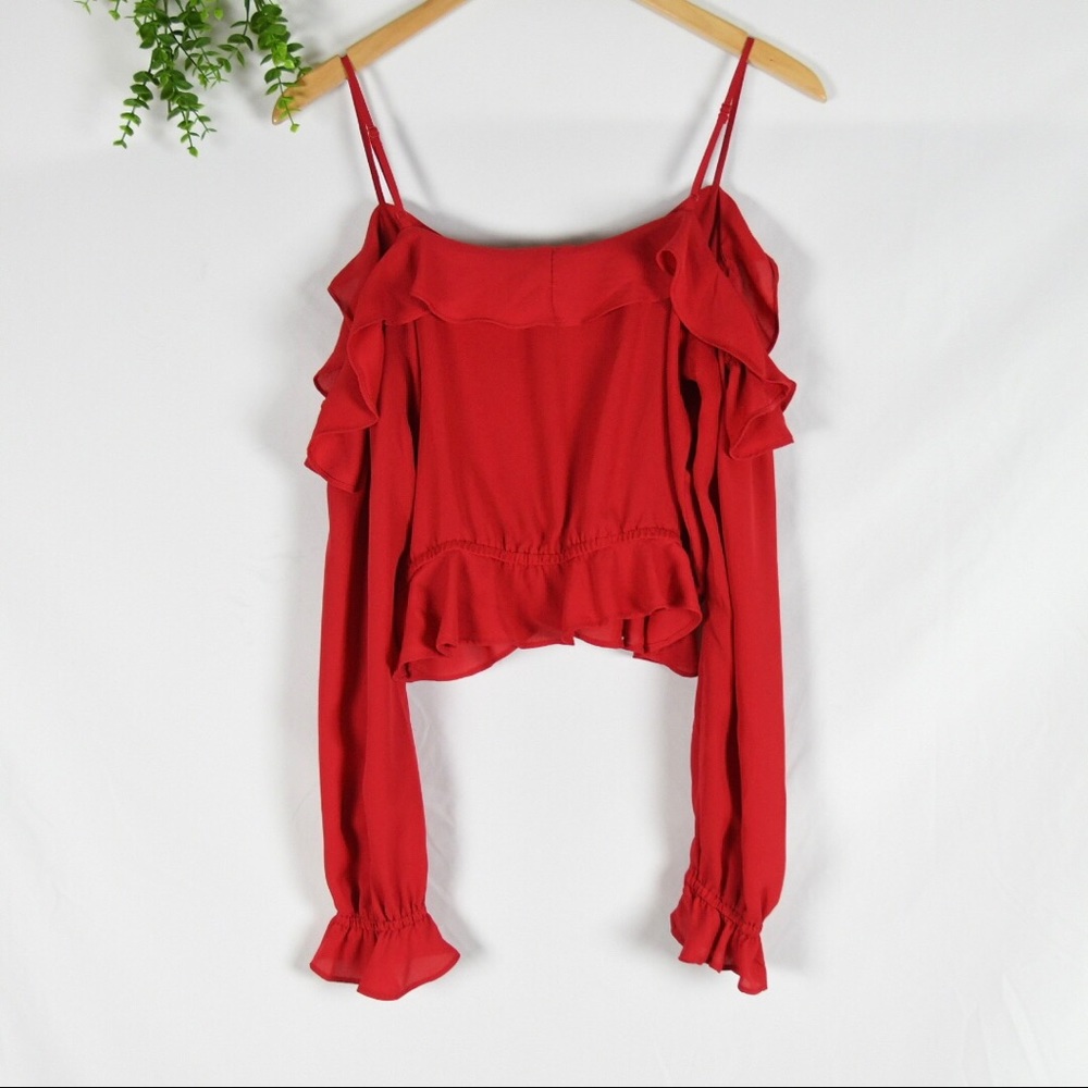 Divided Red Off the Shoulder Ruffle Top - Picture 6 of 9